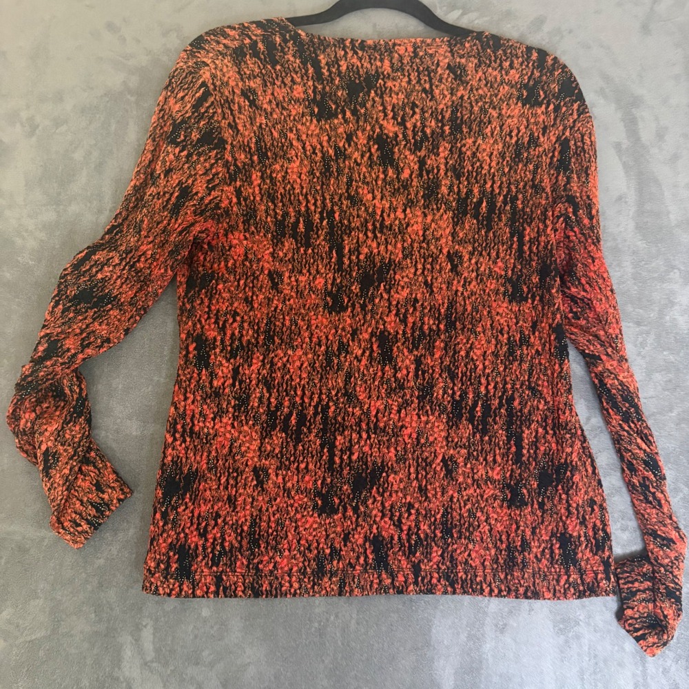 Red Black Textured Knit Metallic Accents Sz S